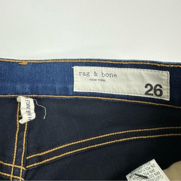 Rag & Bone Women’s Cerulean Blue Mid-Rise Skinny Minimalist Luxury Jeans W26/L27 - Picture 5 of 11